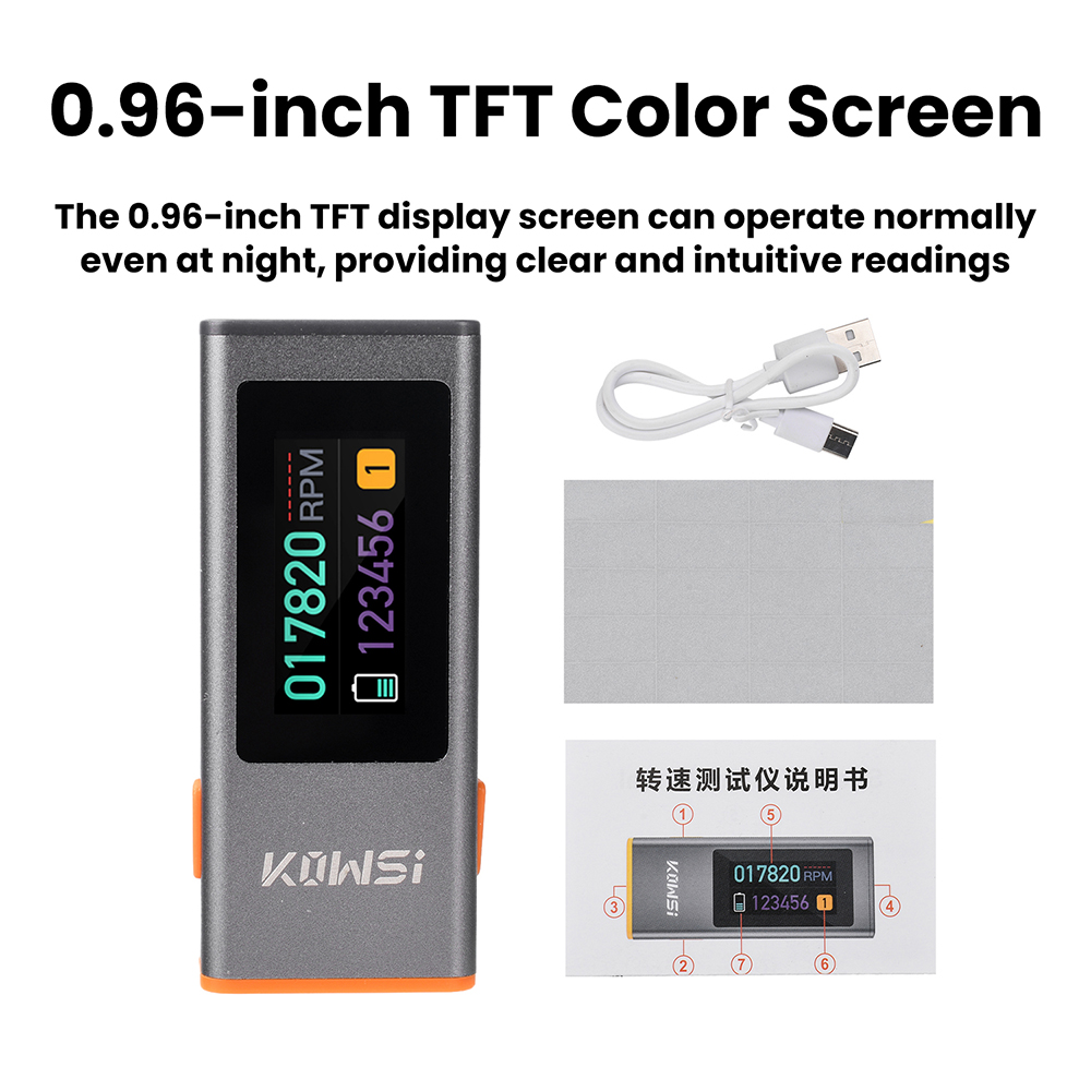 Industrial Laser Tachometer - 0.96 インチ TFT 赤外線 RPM 速度テスター