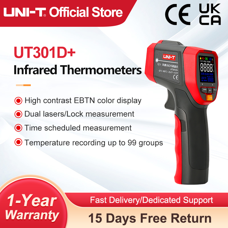 Industrial Infrared Laser - ユニ-t-デジタル赤外線温度計,非接触,工業用レーザー温度計,ut303d plus,-32 ℃-600 ℃ のデータホールド